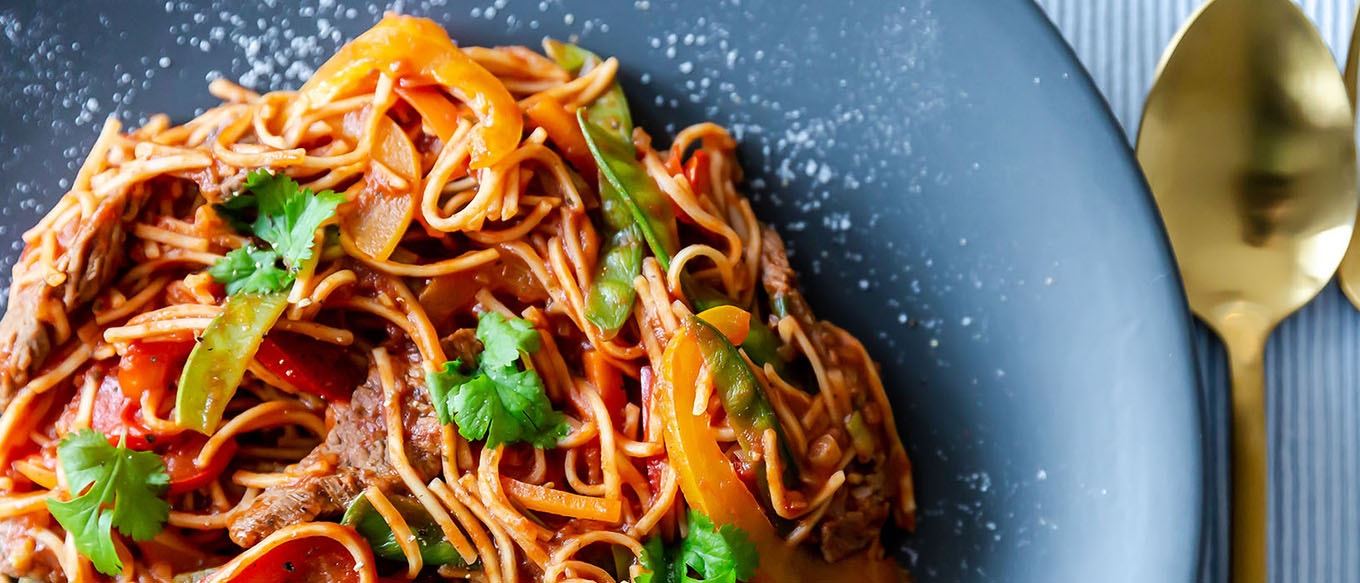 Rinder-Nudel-Pfanne
